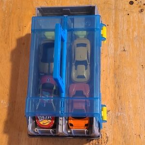 Slightly used Toy Car Storage Box with Assorted Cars